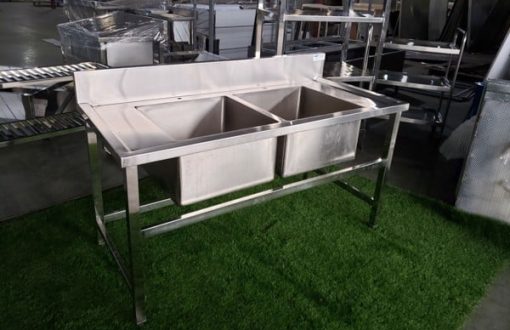 Chậu rửa inox đôi có hố chậu to công nghiệp 8